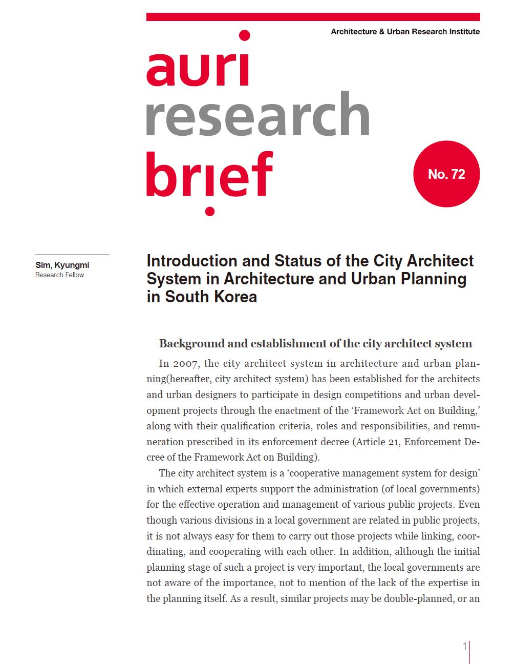 Introduction and Status of the City Architect System in Architecture